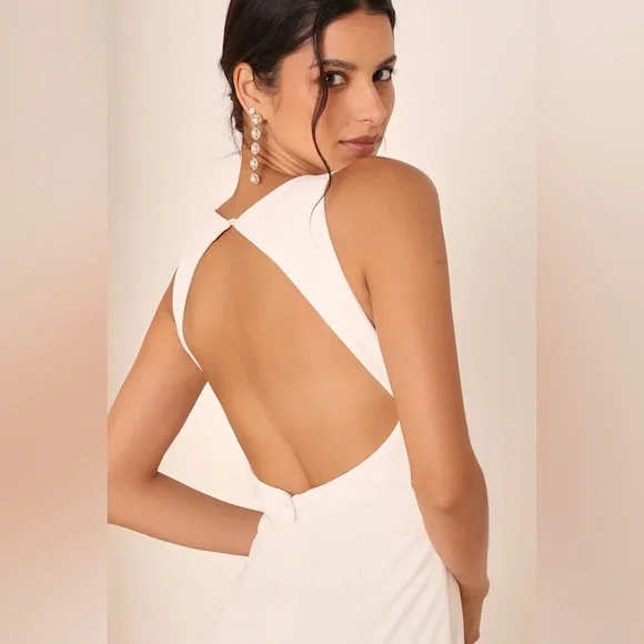 Lulus Everlasting Promise White Notched Backless Mermaid Maxi Dress - Picture 2 of 8